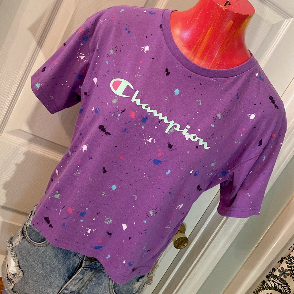 Champion Purple Splatter Short Sleeve Tee - Picture 1 of 8